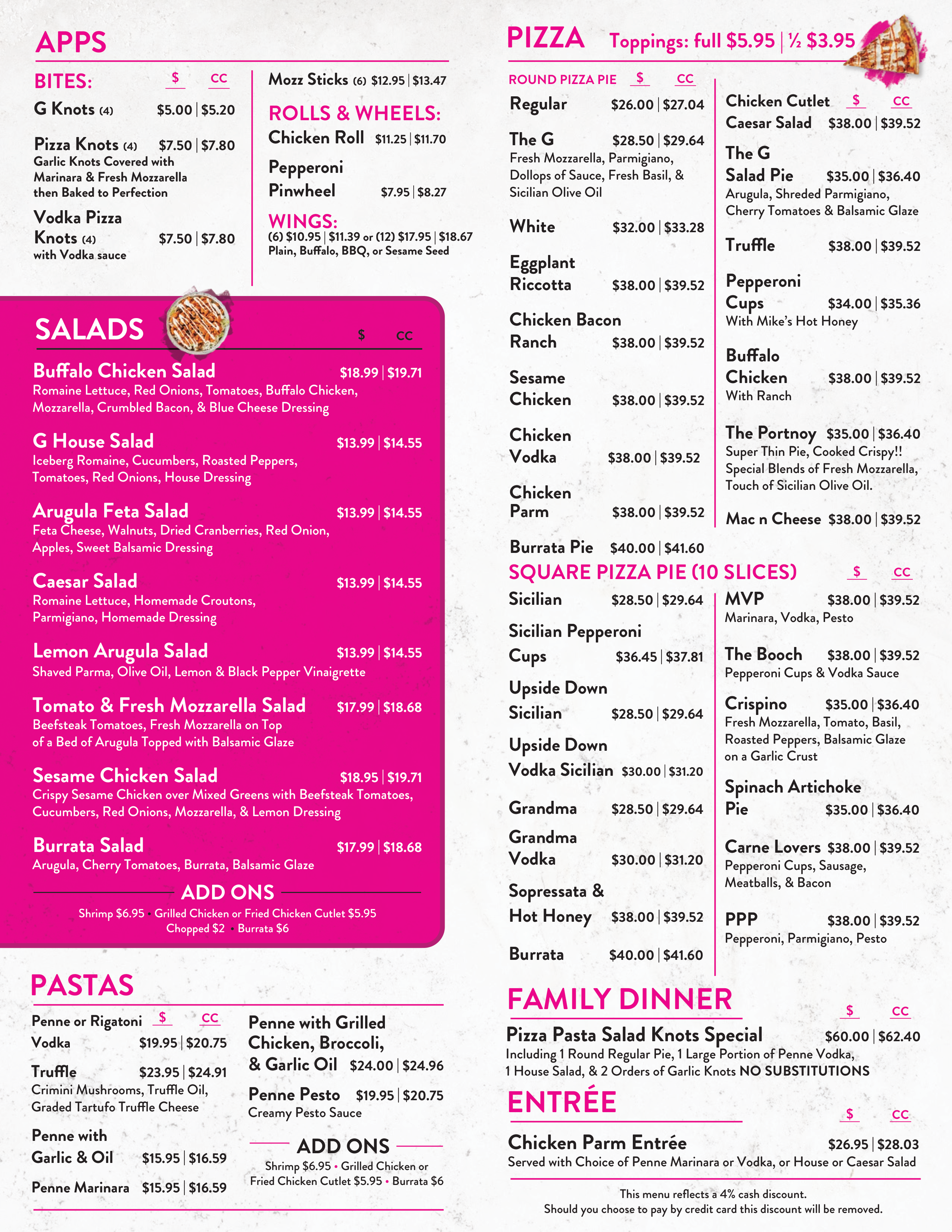 Pizzeria G Menu 1