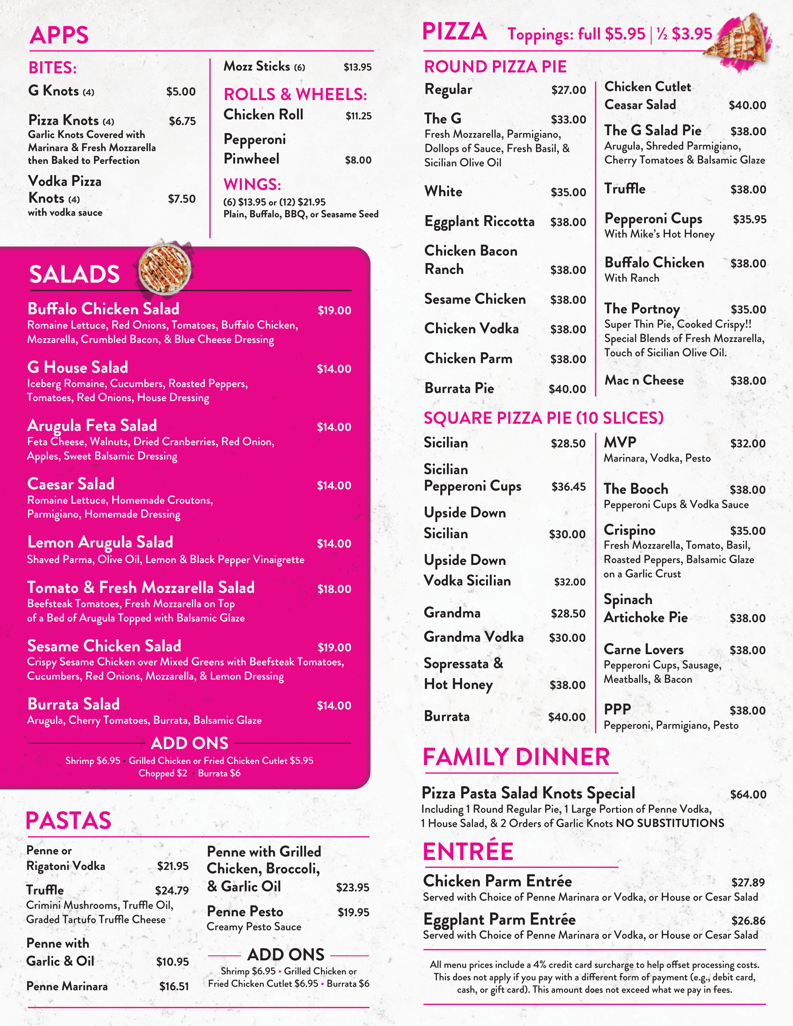 Pizzeria G Menu 2